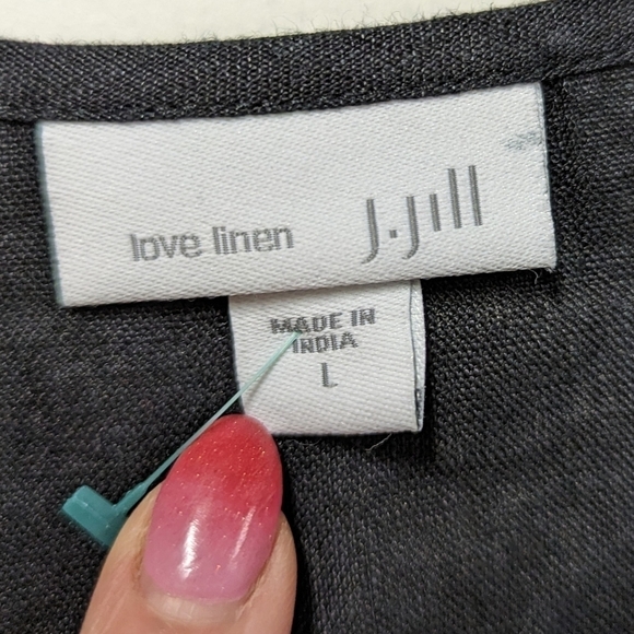 J.jill Black Linen Eyelet Trim  Button Down Top L NWOT Langenlook loose fit - Picture 5 of 12